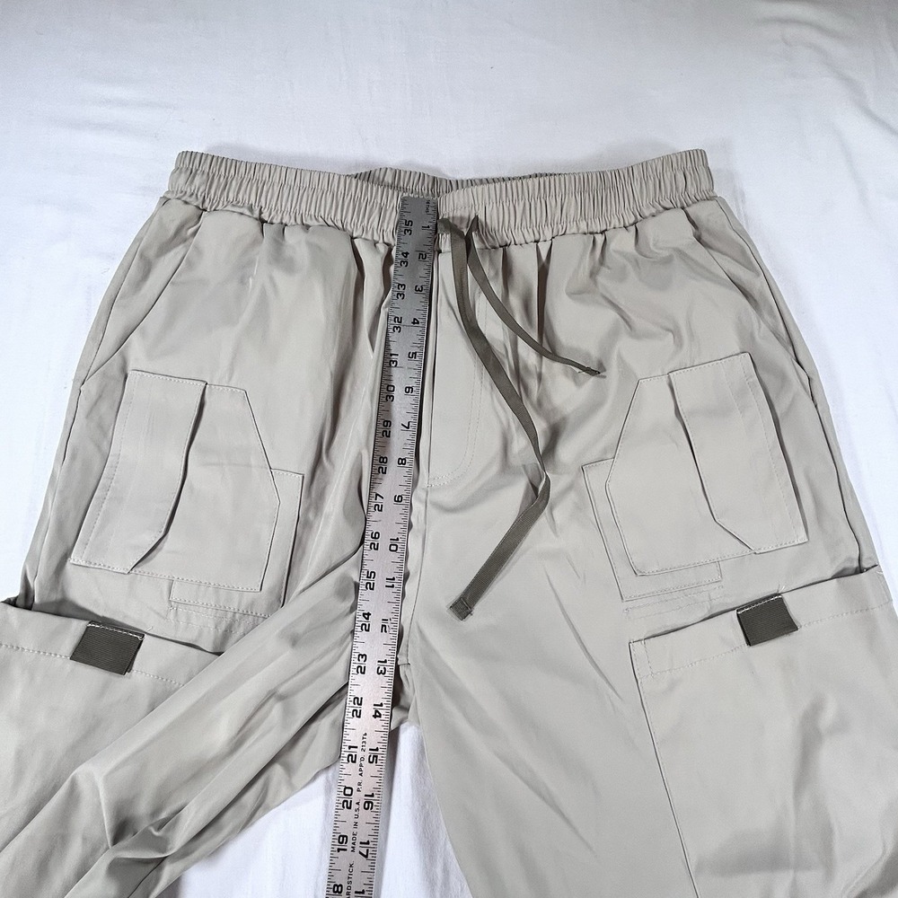NWT COOFANDY Men's L Utility Straight Fit Cargo Pants Casual Khaki Drawstring - Picture 7 of 11